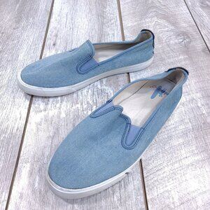 Johnnie-O Mens Stealth Sneaker Size 11.5 US Blue Slip On Chambray Denim Loafer